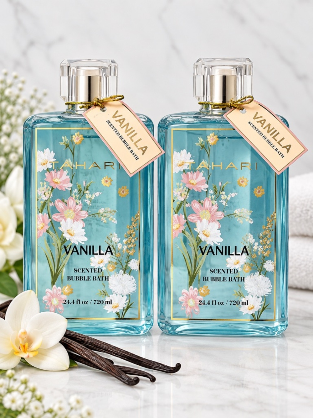 Tahari Vanilla Scented Bubble Bath 24.4 oz Set of 2 Bath Body Spa Gift New